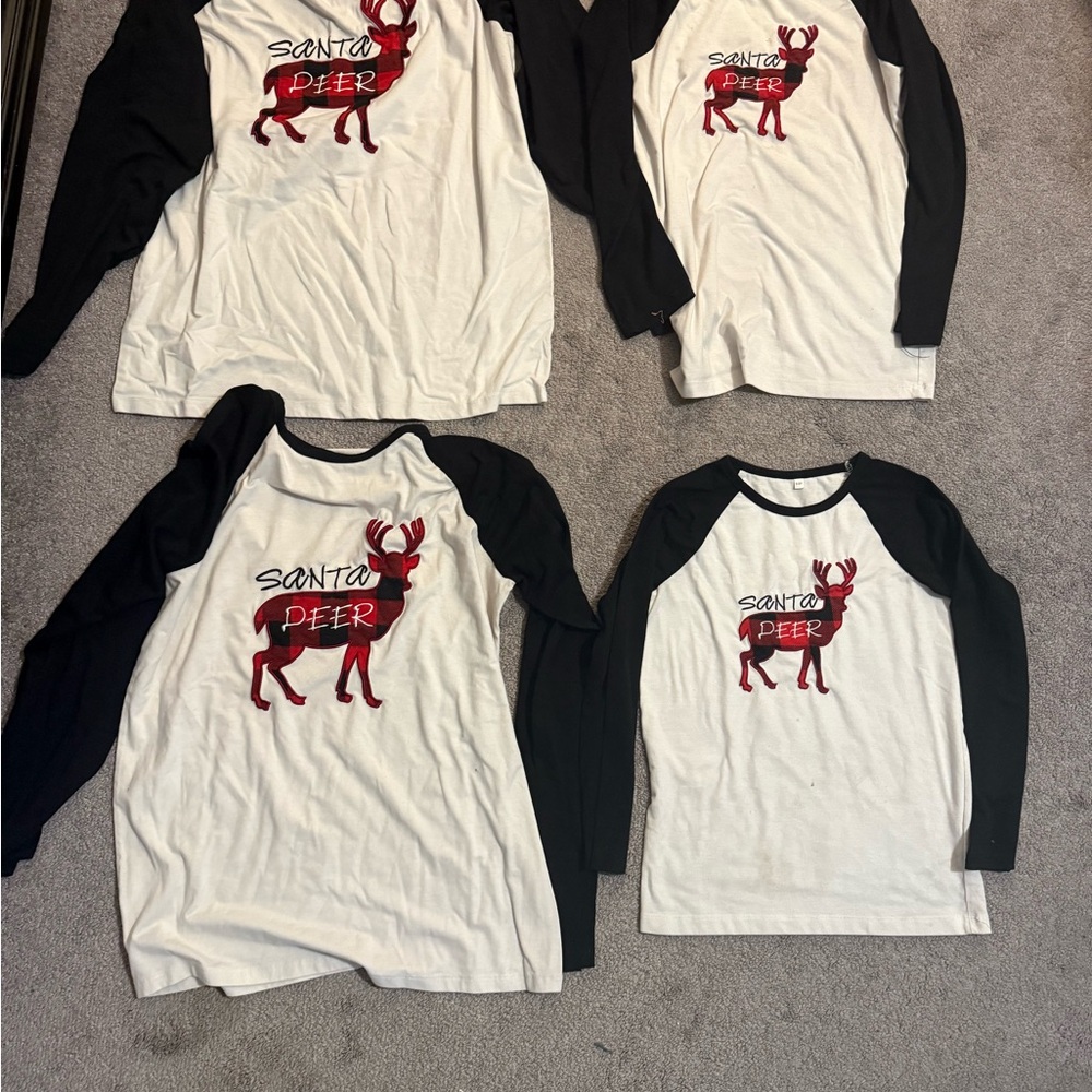 Lot four matching Santa deer Christmas pajamas PJs